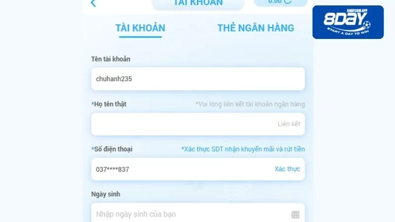 Rút tiền 8DAY - Đảm bảo nhanh, an toàn 100% thành công 3 Hướng dẫn rút tiền qua ngân hàng ở 8DAY thành công