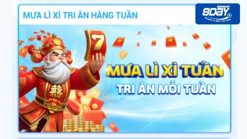 Cập nhật ưu đãi mưa lì xì tri ân hàng tuần dành cho hội viên 2 Khuyến mãi mưa lì xì tri ân hàng tuần tại nhà cái